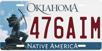 OK license plate 476AIM