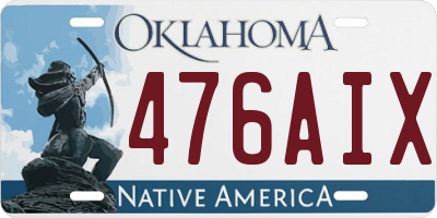 OK license plate 476AIX