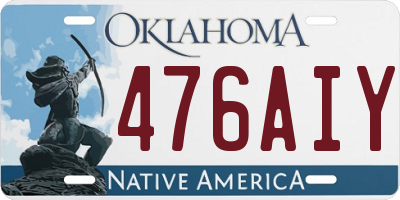 OK license plate 476AIY