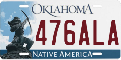 OK license plate 476ALA
