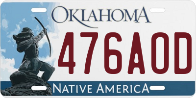 OK license plate 476AOD