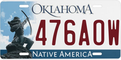 OK license plate 476AOW