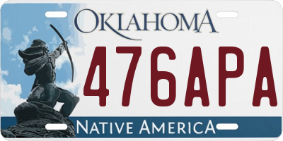 OK license plate 476APA