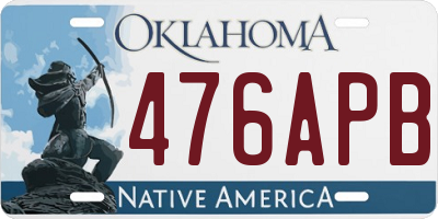OK license plate 476APB