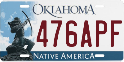 OK license plate 476APF