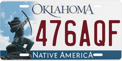OK license plate 476AQF