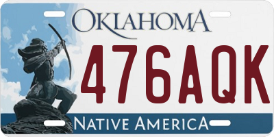 OK license plate 476AQK