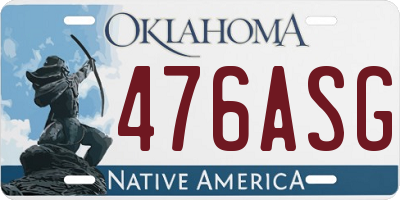 OK license plate 476ASG