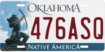 OK license plate 476ASQ