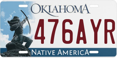 OK license plate 476AYR