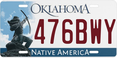 OK license plate 476BWY