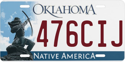 OK license plate 476CIJ