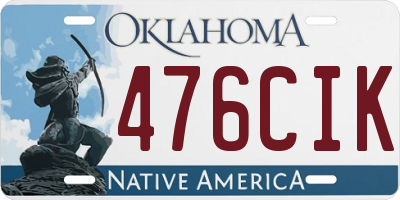 OK license plate 476CIK