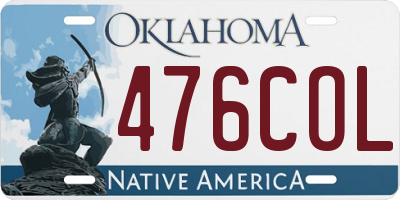 OK license plate 476COL