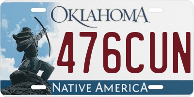 OK license plate 476CUN