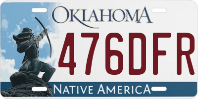 OK license plate 476DFR