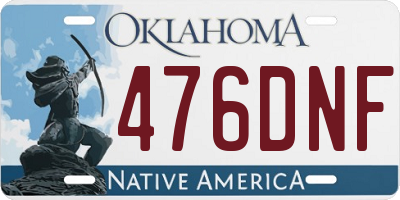 OK license plate 476DNF