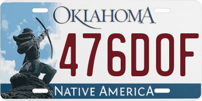 OK license plate 476DOF