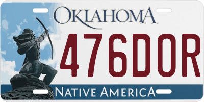 OK license plate 476DOR