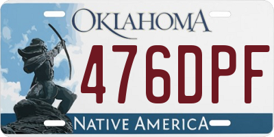 OK license plate 476DPF