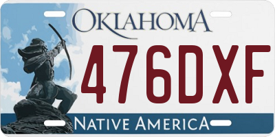 OK license plate 476DXF
