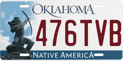 OK license plate 476TVB