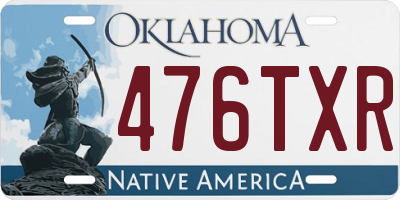 OK license plate 476TXR