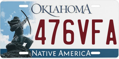 OK license plate 476VFA