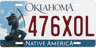 OK license plate 476XOL