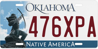 OK license plate 476XPA