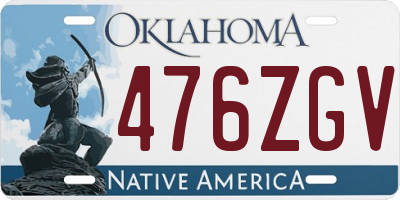 OK license plate 476ZGV