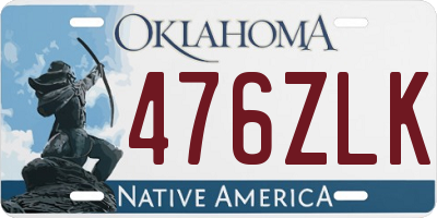 OK license plate 476ZLK