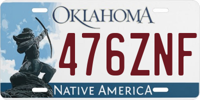 OK license plate 476ZNF