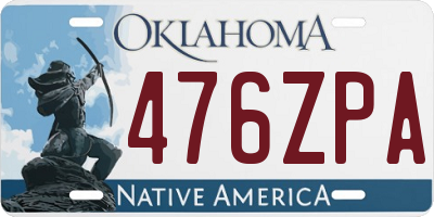 OK license plate 476ZPA