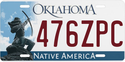 OK license plate 476ZPC
