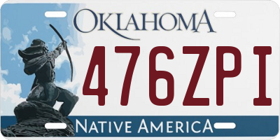 OK license plate 476ZPI