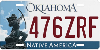 OK license plate 476ZRF