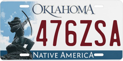 OK license plate 476ZSA