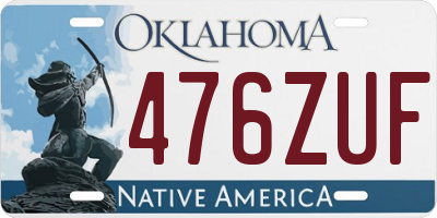 OK license plate 476ZUF