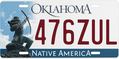 OK license plate 476ZUL