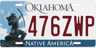OK license plate 476ZWP
