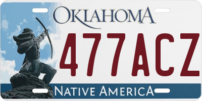 OK license plate 477ACZ