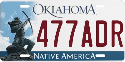 OK license plate 477ADR