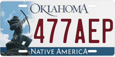 OK license plate 477AEP