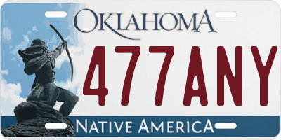 OK license plate 477ANY