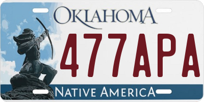 OK license plate 477APA