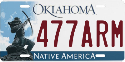 OK license plate 477ARM