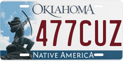 OK license plate 477CUZ