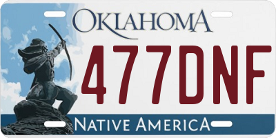 OK license plate 477DNF