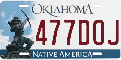 OK license plate 477DOJ